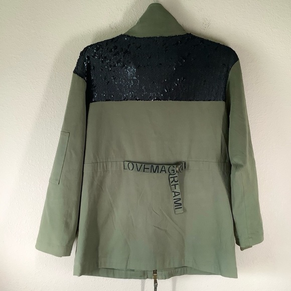 RAMY BROOK Sequin Utility Jacket Celia Grunge Streetwear Oversized Army Green S - Picture 15 of 16